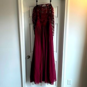 Womens - Saved by the Dress Red dress, size L, open back with sleeve pattern